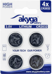Akyga CR2032 gombelem 3V 210mAh - 4 db/bliszter (AKY2100) (AKY2100)