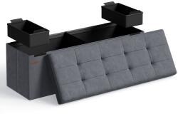 SONGMICS Összecsukható pad tárolórekesszel 38 x 110 x 38 cm szürke (LSF277G01)