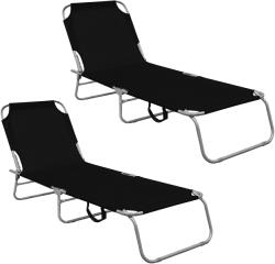 AGA 2x Șezlong de grădină reglabil Negru (2x MR4255-Black)
