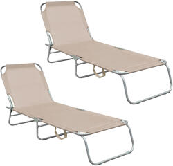 AGA 2x Șezlong de grădină reglabil Bej (2x MR4255-Beige)