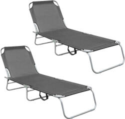 AGA 2x Șezlong de grădină reglabil Gri (2x MR4255-Grey)