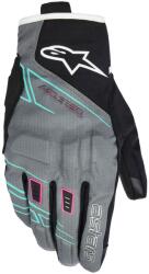Alpinestars Mănuși de motocicletă pentru femei Alpinestars STELLA MOBLAST WATERPROOF gri-negru-roz fluo-turcoaz-alb (AIM121-215)
