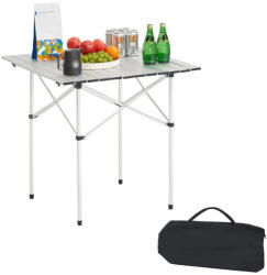 VEVOR Összecsukható alumínium kempingasztal 70x70 cm hordozható piknik és grill asztal ezüst színben