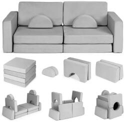 ECOTOYS Moduláris összecsukható 2 személyes gyerekkanapé, 10 elemes, szürke (TMSRT-15 GRAY)