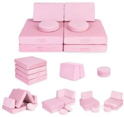 ECOTOYS Nagy moduláris gyerekkanapé 8 elemmel, összecsukható, rózsaszín (TMSRT-14 PINK)
