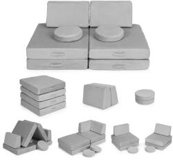 ECOTOYS Nagy moduláris, összecsukható gyerek kanapé 8 elemmel, szürke (TMSRT-14 GRAY)