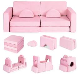 ECOTOYS Nagy moduláris kihajtható gyerekkanapé 10 elemmel, rózsaszín (TMSRT-15 PINK)