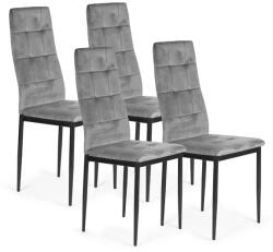 ModernHOME 4 db szürke bársony étkezőszék steppelt háttámlával (F261-3KD GRAY)
