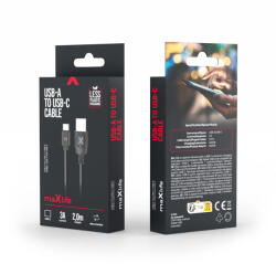 Maxlife USB - USB-C kábel 2, 0 m 3A fekete (161111)