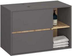  Dulap De Baie Sub Lavoar Cu Orificii Vami W90 Um 2sz 2p Grafit Gri / Dub Artisan Comoda