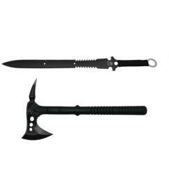 DEPOX Set topor si sabie de vanatoare, DEPOX®, otel inoxidabil, negru, 39 cm (0966)