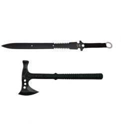 DEPOX Set topor si sabie de vanatoare, DEPOX®, negru, 39 cm, teaca inclusa (0962)