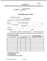  Adeverinta de studii tip A invatamant de stat (C076)