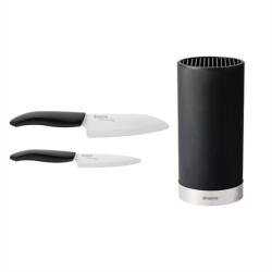 Kyocera Комплект от 2 бр. керамични ножове + блок за ножове (Kyocera-KB-RD-BK-INCL.-2KN-SET)