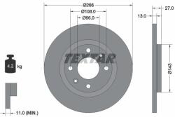 TEXTAR féktárcsa TEXTAR 92089103 for CITROËN, PEUGEOT (92089103)