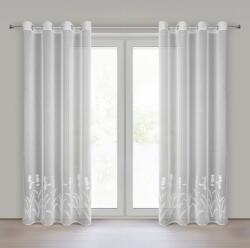Takoy Fehér függöny etaminból növényi mintával hímezett 140x250 cm ringlivel - TONYA