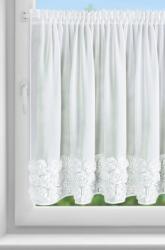 Takoy Fehér sifon vitrázs függöny 3D-s rózsa applikációval 90x150 cm ráncolószalaggal - ROSES3 Eva Minge