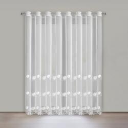 Takoy Fehér finom hálós függöny elegáns hímzéssel 350x250 cm ringlivel - LETI