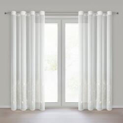 Takoy Fehér függöny etaminból növényi mintával hímzett 140x250 cm ringlivel - BROKLYN