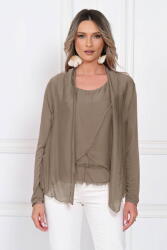 SHOPIKA Blazer dama lejer cu design fluid si insertie din matase, croi relaxat, bej fango Talie unica