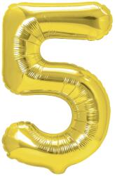 PartyPal Fólia lufi 5-ös szám Arany 100cm