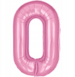 PartyBee Fólia lufi Szám 0 Rózsaszín 100cm nagy szám alakú héliumos lufi