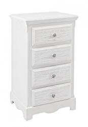Bizzotto Comoda 4 sertare din lemn alb cu patina gri Blanc 40 cm x 30 cm x 76 h (0744185deco) Comoda