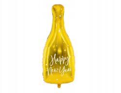PartyDeco Fólia lufi Pezsgős Palack Happy New Year arany 32x82cm Szilveszter