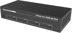 EVOCONNECT Матричен комутатор HDMI 2.0 4x4 с аудио екстрактор, RS232/TCP IP, с дистанционно управление (HDCVT-HDP-MXB44P)