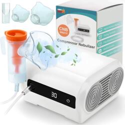 Linomag Aparat Aerosoli Profesional Linomag®, Masca Copii si Adulti, Adaptor Bebelusi, Nebulizator Inhalator cu Compresor, Particule 2-3m, 3 Moduri de Nebulizare, Timer, Putere 168VA, Portabil, Silentios, Alb
