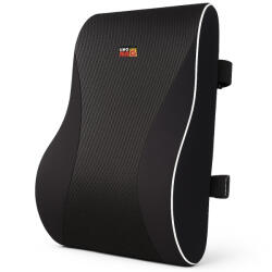 Linomag Perna lombara completa Linomag, Suport lombar pentru scaun de birou sau masina, Spuma cu memorie, Negru, 44 x 40 x 13cm (pos)