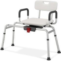 Linomag Scaun transfer cada sau dus, Linomag®, Glisant, Rotație 360°, Spătar, Brațe de sprijin captusite, Reglabil pe înălțime, Inaltime maxima 65cm, Alb mat (btam)
