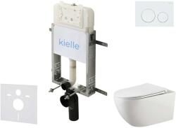 kielle Genesis New - Set pentru montare încastrată, toaletă Gaia, Rimless, capac softclose și clapetă Gemini New I, alb lucios 30528SZ10 (30528SZ10)