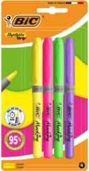 BIC kiemelő grip, ferde hegyű, közepes, neon színek, 4 db-os blisztercsomag