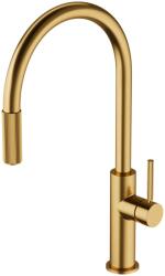Omnires Baterie de bucatarie Omnires SWITCH, cu gura de scurgere extensibilă și sistem de filtrare a apei, auriu mat (SW9059-FD1GLB)