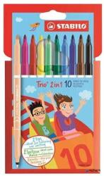 STABILO "Trio 2 in 1" 0, 5-2mm-es kétvégű filctoll készlet, 10 különböző szín (222/10-01)