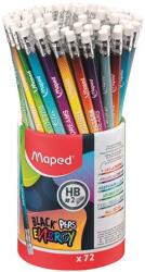Maped Графитен молив с гума, моливник, HB, триъгълен, MAPED "BlackPeps Energy", 6 различни модела 852002 (852002)