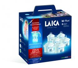 LAICA J996050 Универсална филтърна касета от 6 части бифлукс LAICA STREAM LINE бяла с механичен филтър за вода, подаръчен комплект (J996050) Филтрираща кана