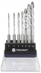 TOOLCRAFT Keményfém, Acél Fúró készlet 3 mm, 4 mm, 5 mm, 6 mm, 8 mm, 10 mm, 12 mm Teljes hossz 155 mm Edzett 1 db (TO-10312161) (TO-10312161) - aqua