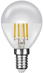 Modee E14 LED izzó Retro filament (4W/360°) Kisgömb - meleg fehér, Silver Top tükrös izzó (ML-P45F2700K4WE14ST)
