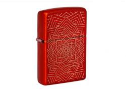 Zippo metál vörös lézergravírozott benzines öngyújtó - koncentrikus geometrikus mintával (Z-190428-2)