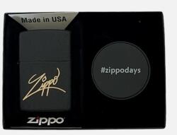 Zippo texturált fekete benzines öngyújtó ajándék telefon tartóval - ZippoDays szett (Z-190428-6)