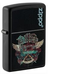 Zippo Tattoo Design fekete benzines öngyújtó - tetoválás stílusú mintával (Z-190428-3)