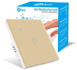 iUni Intrerupator smart touch, WiFi, Sticla securizata, iUni 1G, 1 Canal, 10A, Control vocal, Smart Life / Tuya, LED, Gold (553790)