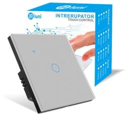 iUni Intrerupator smart touch, WiFi, Sticla securizata, iUni 1G, 1 Canal, 10A, Control vocal, Smart Life / Tuya, LED, Silver (553806)