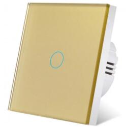 iUni Intrerupator touch cap scara, cap cruce iUni 1F, 1 Canal, Sticla securizata, LED, Auriu (556210)