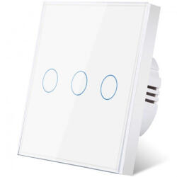 iUni Intrerupator touch iUni 3F, 3 Canale, Sticla Securizata, LED (550256)