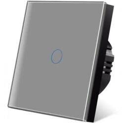 iUni Intrerupator touch iUni 1F, 1 Canal, Sticla Securizata, LED, Silver (550201)