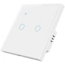 iUni Intrerupator smart touch iUni 2F, 2 Canale, Wi-Fi, Sticla securizata, LED (550331)