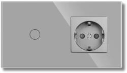 iUni Intrerupator touch si Priza, Rama sticla securizata, iUni 1Y, LED, Silver (558719)